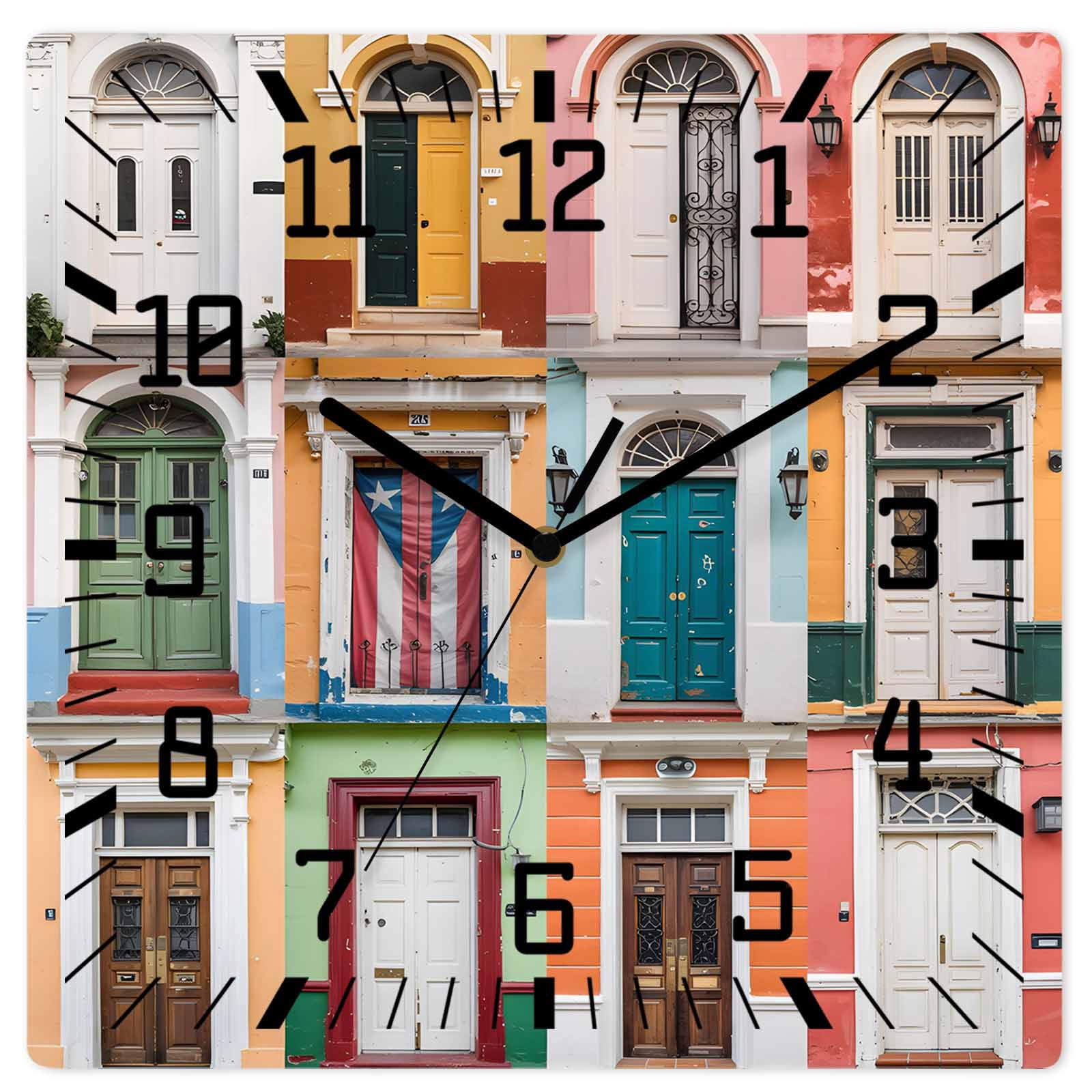 Puerto Rico Wooden Wall Clock Silent Non Ticking, Vintage Boho Style ...