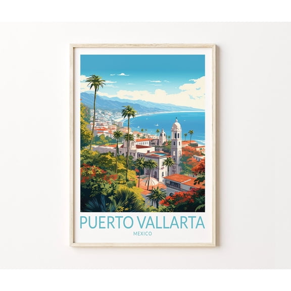 Puerto Vallarta Mexico Banderas Bay Coastal Resort Wall Art, Stretched Canvas 8x10in