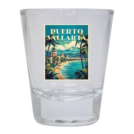 Puerto Vallarta Mexico Design C Souvenir 2 oz Round Shot Glass Clear