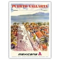 thumbnail image 1 of Puerto Vallarta Mexico - Mexicana Airlines (CMA-Compañía Mexicana de Aviación) - Vintage Airline Travel Poster by Ignacio Barrios c.1969 - Master Art Print (Unframed) 9in x 12in, 1 of 4