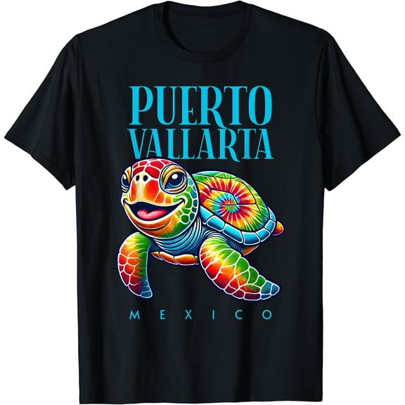 Puerto Vallarta Mexico Smiling Tie Dye Sea Turtle T-Shirt, Vintage Birthday Gift