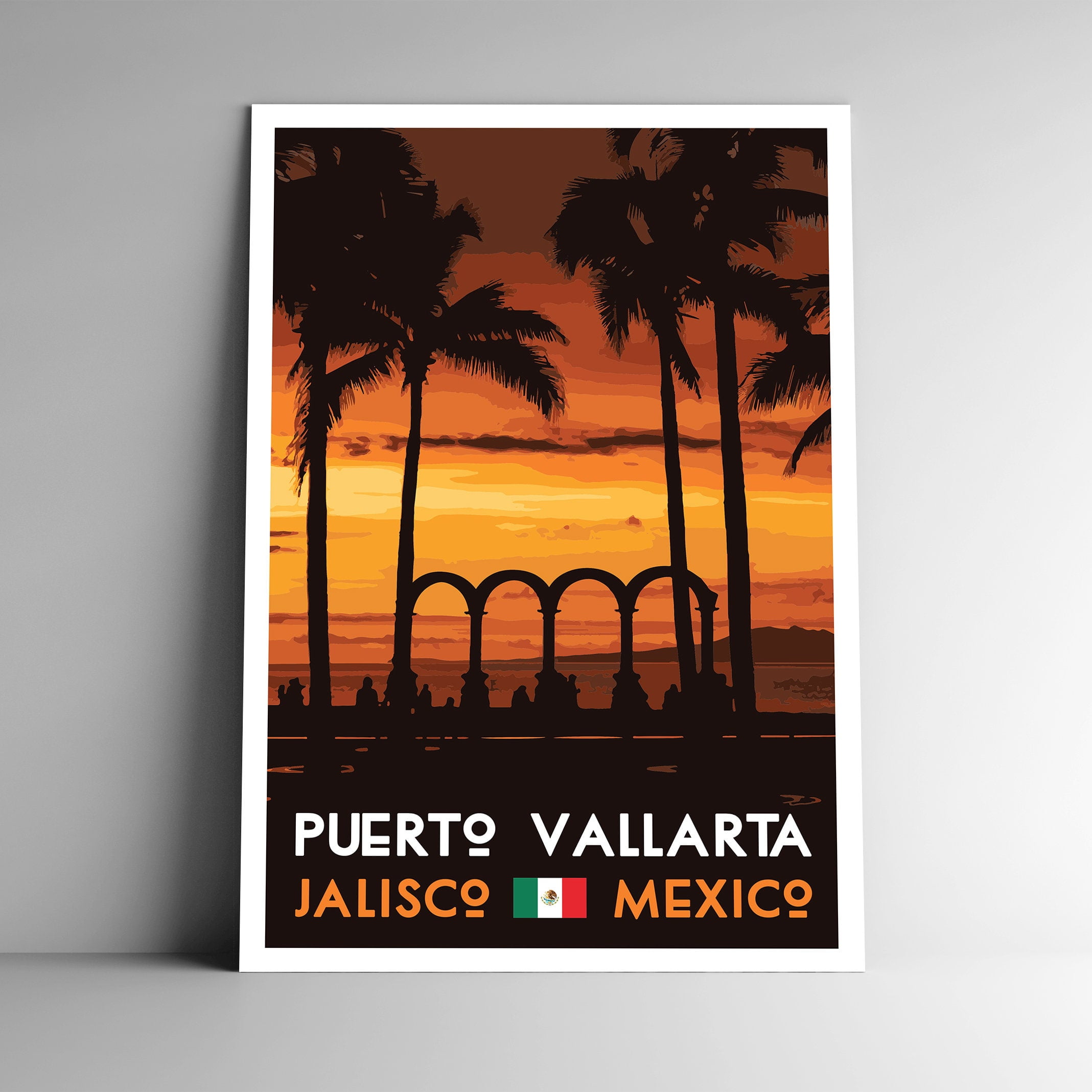 Puerto Vallarta Vintage Travel Poster / Postcard WPA Style Retro Mexico