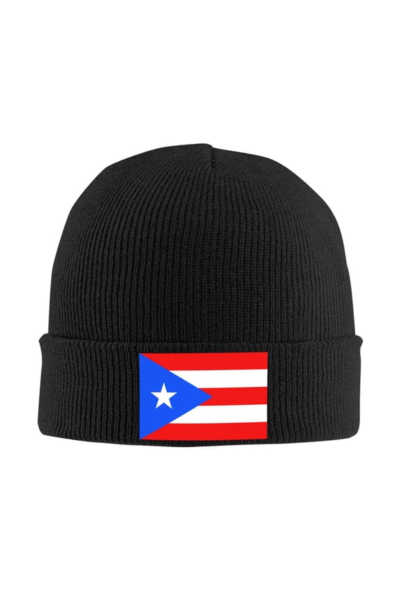 Puertorico-Flag Beanie Hat Knit Hat Skull Cap for Men Women Winter Hat Black