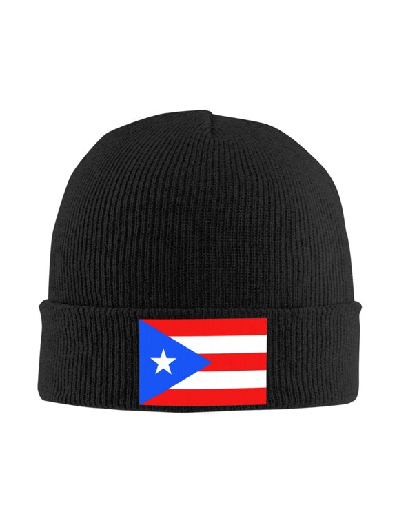 Puertorico-Flag Beanie Hat Knit Hat Skull Cap for Men Women Winter Hat Black