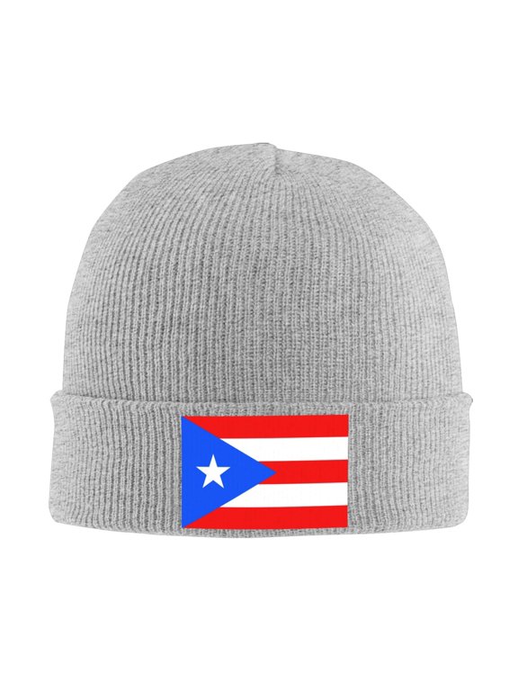 Puertorico-Flag Beanie Hat Knit Hat Skull Cap for Men Women Winter Hat Gray