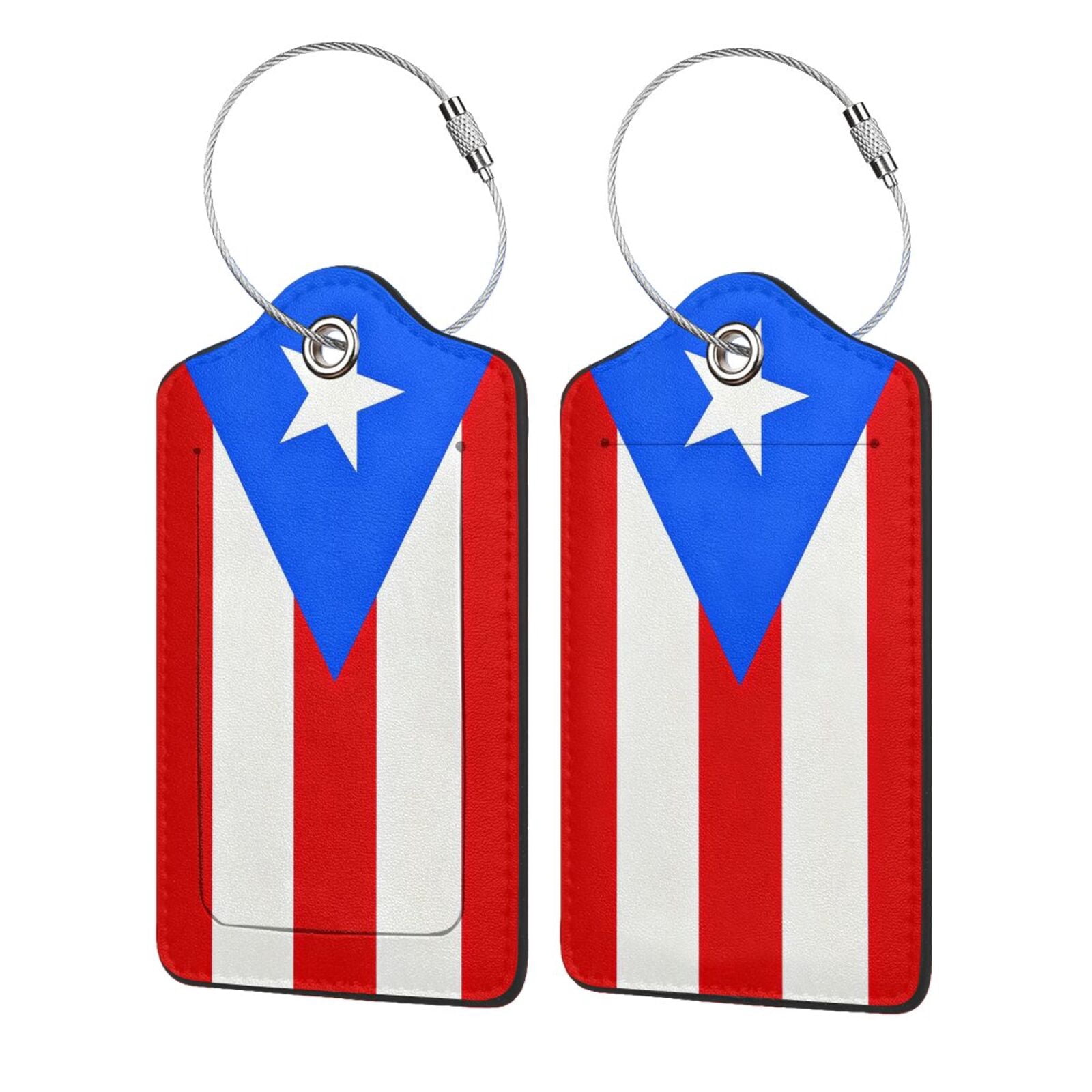 Puertorico-Flag Leather Luggage Tag with Name Card PU Baggage Tags for ...