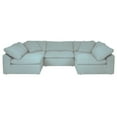 thumbnail image 1 of Sunset Trading Contemporary Puff Collection 5PC Slipcovered U-Shaped Sectional Sofa, Performance Fabric Washable Water-Resistant Stain-Proof, 132" Deep-Seating Down-Filled Modular Couch, Ocean Blue, 1 of 8