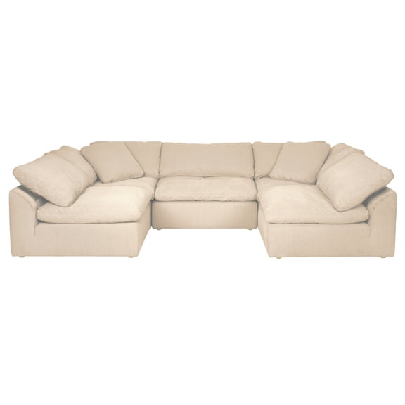 Puff 5 Pc Slipcovered Modular Sectional Sofa Performance Fabric Tan