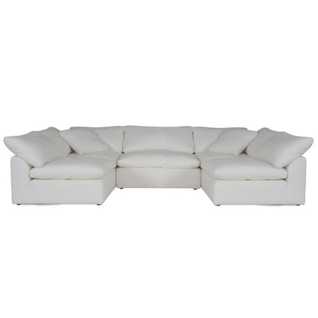 Puff 5 Pc Slipcovered Modular Sectional Sofa Performance Fabric White