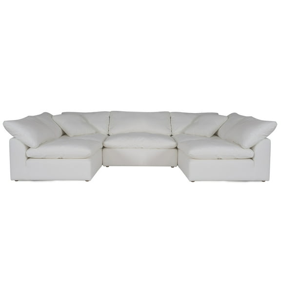 Puff 5 Pc Slipcovered Modular Sectional Sofa Performance Fabric White
