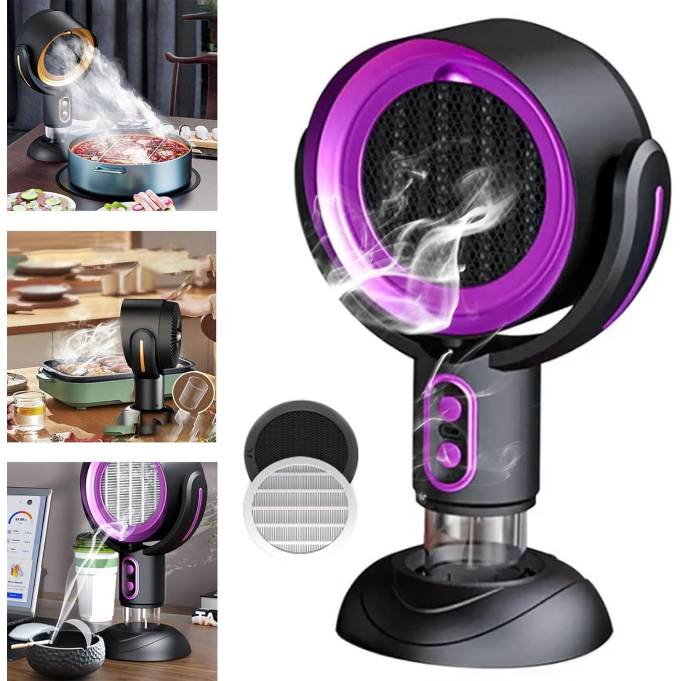 Puff Chill Fan for Smoke, der Highfan for Raucher Indoor Akafinds Smoke Purifier, Highfan Smoke Away Purifier Fan, tragbarer Küchenabsaugventilator (Gold,Rechargeable