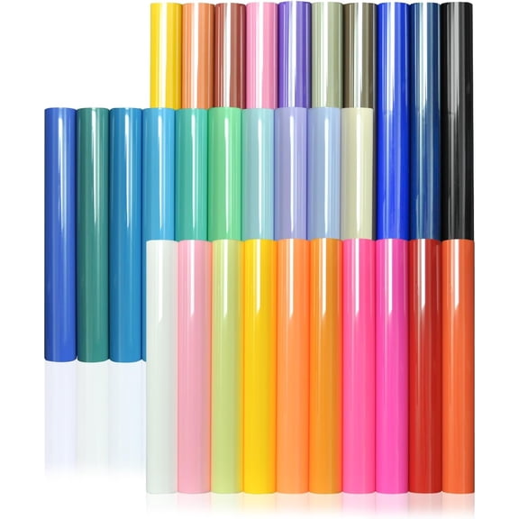 Puff HTV Heat Transfer Vinyl, 30Pcs 12" x 10" 3D Vinyl Bundle, for All Cutter Machine Puff Strong Stretchy HTV, Designs for DIY Heat Transfer Vinyls, Multicolor to Enrich The Design Space.