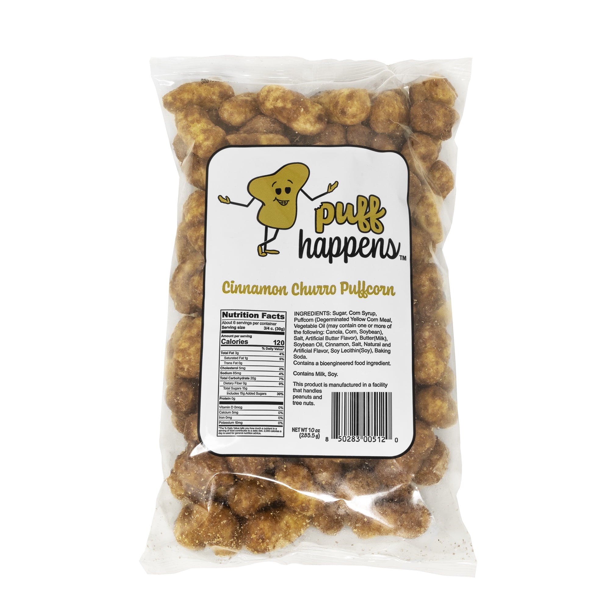 Puff Happens Gourmet Cinnamon Churro Puffcorn Snack, Gluten Free, 10oz