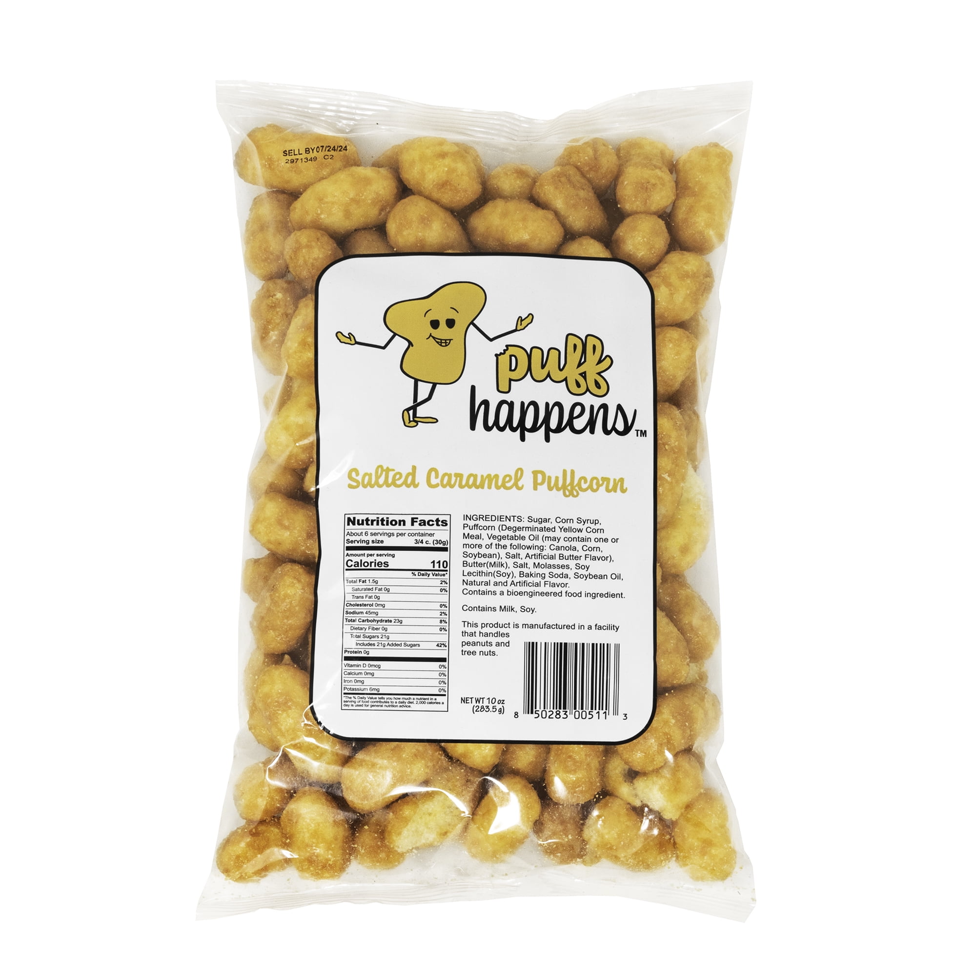 Puff Happens Gourmet Salted Caramel Puffcorn Snack, Gluten Free, 10oz