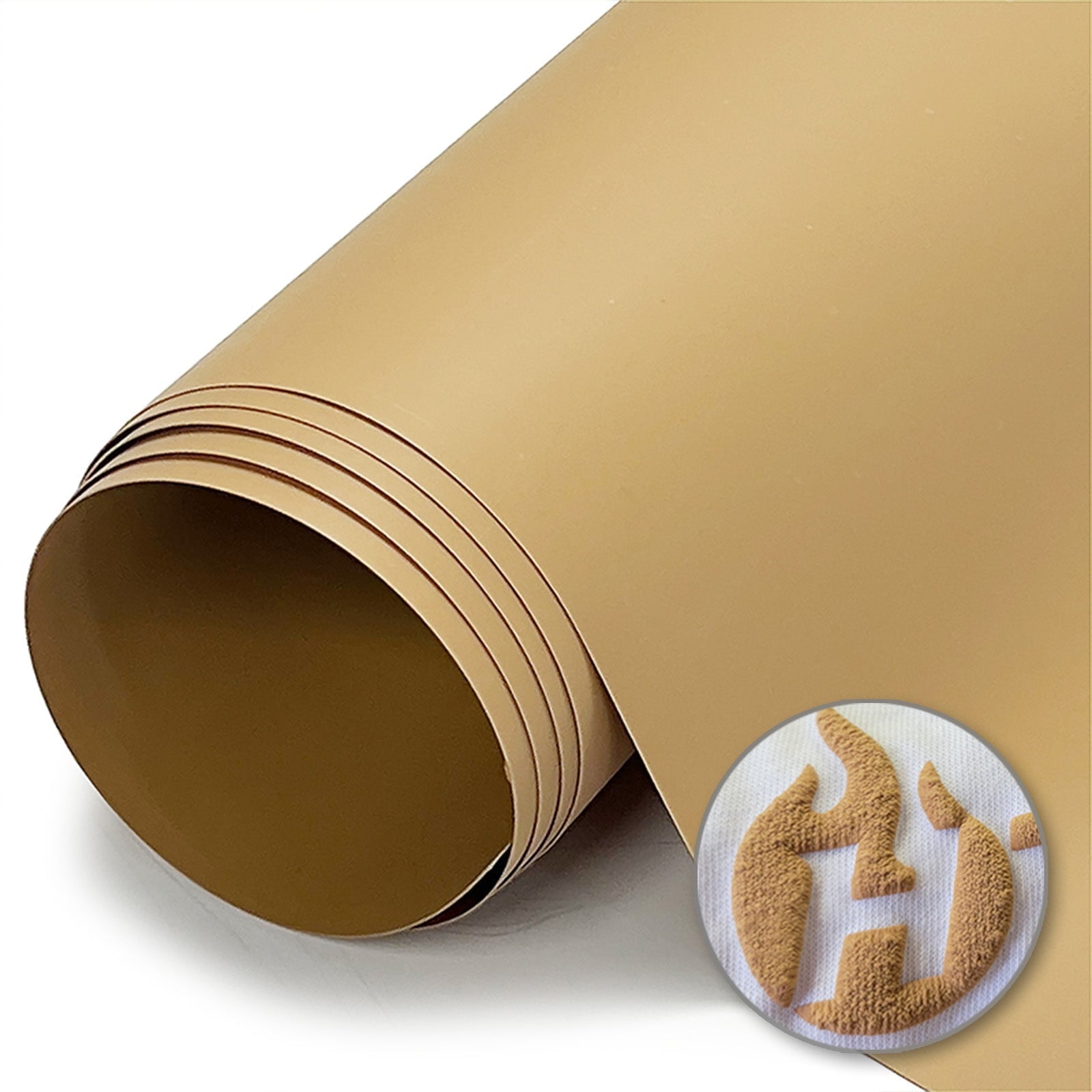Puff Heat Transfer Vinyl (Beige, 20" x 5 Yards) - 3D Puffy Heat Press Transfer Film, DIY Craft Iron on Vinyl for Shirts