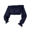 thumbnail image 1 of Puff Long Sleeve Cropped Tops for Women Fall Boho Off The Shoulder Shirts Fashion Sexy Solid Color Tunic Blouses (Navy M), 1 of 6