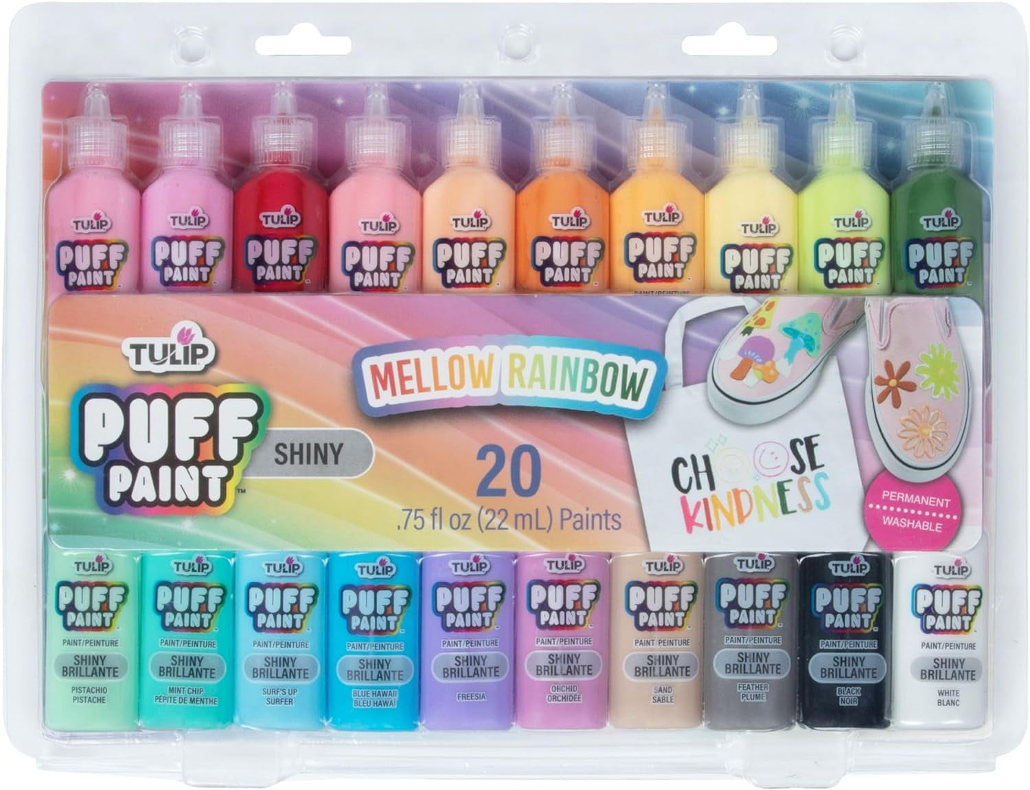 Mellow Rainbow Pastel Fabric Puff Paint Set, 20 Pack