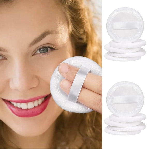Puff Powder Applicators for Finished —Round Makeup Puff 10-Piece Set for Compact Pads and Beauty Tools, White, 2.36inch