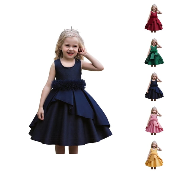 Puff Satin Princess Gown – Big Kids Celebration Dress Ages 4-10, Formal Party & Recital Wear, Luxe Coordination with Pink Dress for Girls Looks