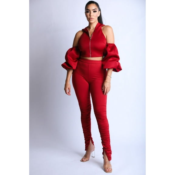 Puff Sleeve Hoodie Set S