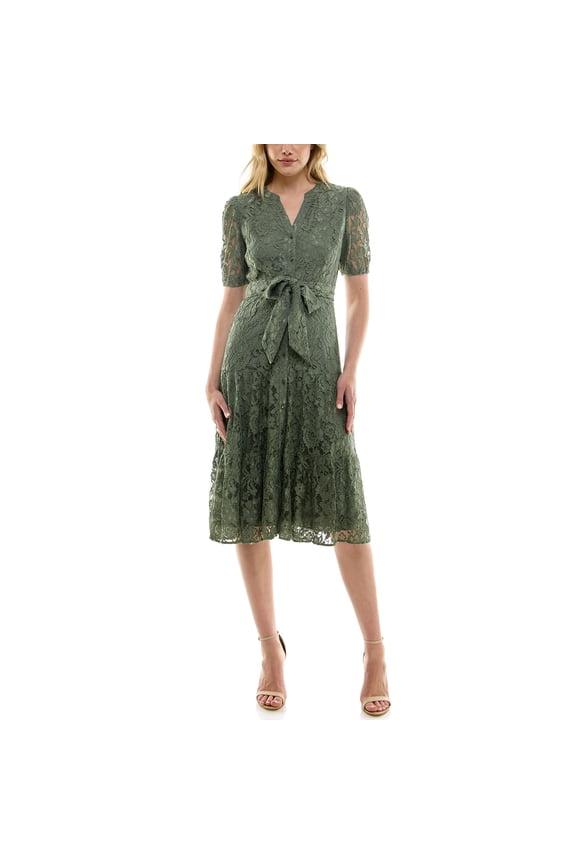 Women's Puff Sleeve Lace Midi Dress, Sizes XS-XXXL