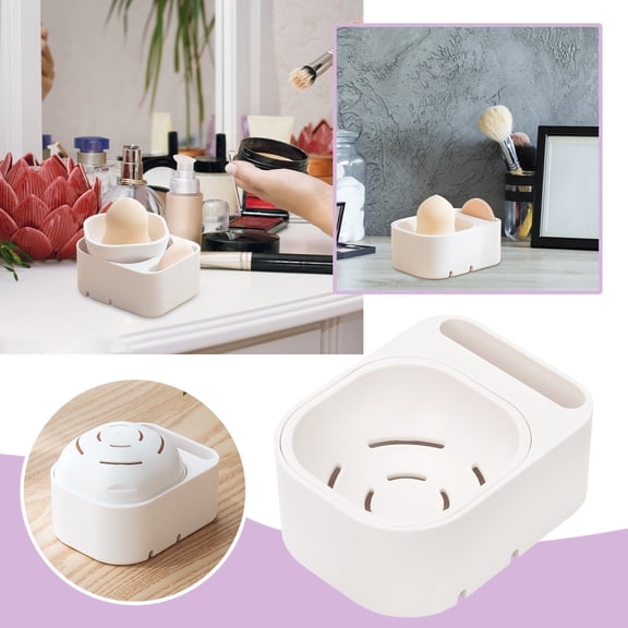 Puff Storage Rack for Beauty Sponges and Wet Dry Organizer Desktop Accessories for Jewelry Tools and Makeup, 9.6 cm, White