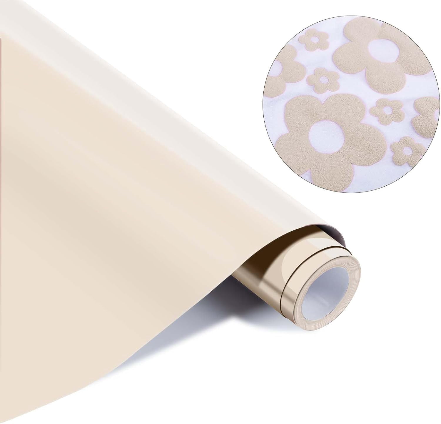 Puff Vinyl Heat Transfer -10" x 6ft Beige 3D Puff Heat Transfer Vinyl Foaming Colorful Puffy Iron on Vinyl for T-Shirt- Cream Puff Htv Vinyl for Compatible with Cricut Cutting Machine