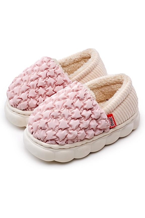 Puff Warm Slippers for Girls Boys Kids Toddlers, Cute Non-slip Kids Slippers for Indoor and Outdoor