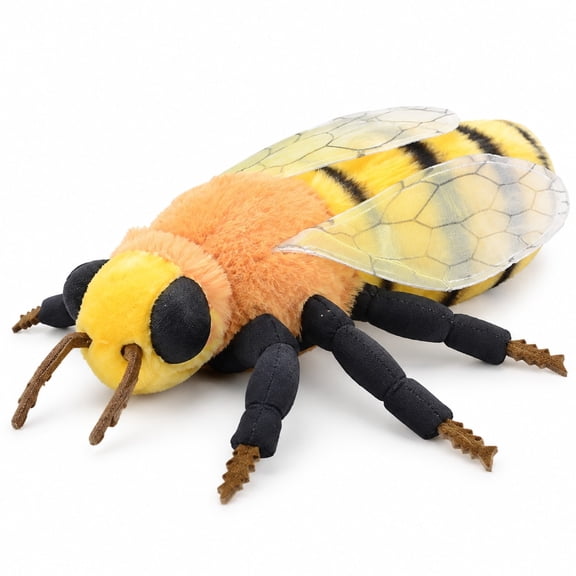 PuffPurrs Bee Realistic Decorative Plush Toy, Lying Insect Display, 10.24 in