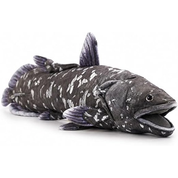 PuffPurrs Coelacanth Stuffed Animal, Realistic Gray Deep-Sea Fish Plush, Ocean-Lover and Collector Gift, 20.5 in / 52 cm