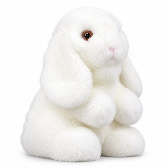 PuffPurrs Droop-Eared Rabbit Plush Toy, Realistic White Sitting Rabbit with Long Floppy Ears, 19 cm / 7.48 in, Gift and Decorative Display