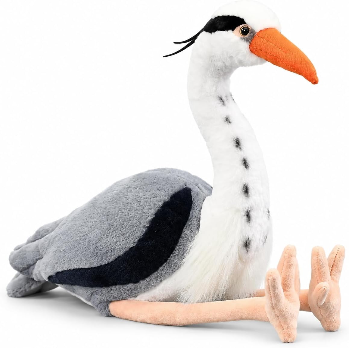 PuffPurrs Gray Heron Plush Toy, Realistic Sitting Bird Soft Stuffed ...