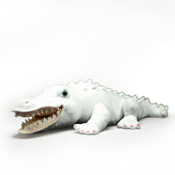 PuffPurrs Lifelike Albino Alligator Plush Toy, Realistic Snow Gator Teddy Stuffed Animal, Collectible Crocodiles Animal Plush Toy Gift, 50CM/19 Inch
