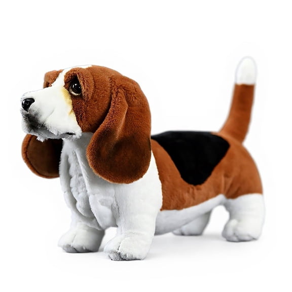 PuffPurrs Lifelike Basset Hound Plush Toy, Realistic Long Droopy Ears Short Legs Teddy Stuffed Animal, Cute Basse Elongated Body Dog Toy Gift, 30 Cm/11 In