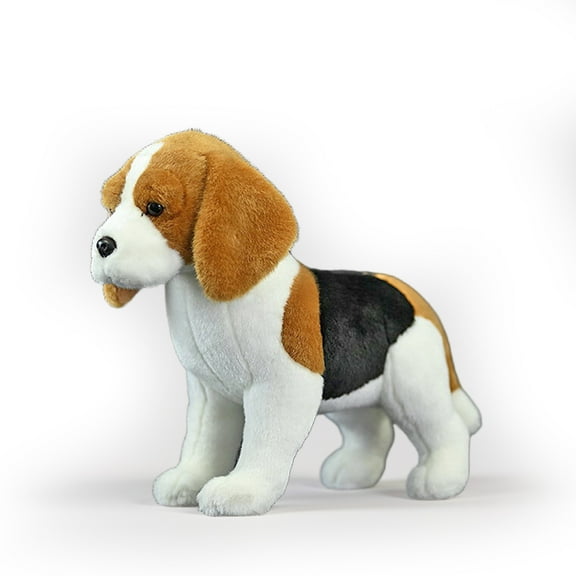 PuffPurrs Lifelike Beagle Dog Plush Toy, Realistic Hound Dog Teddy Stuffed Animal, Cute Tri-Colour Coat Dog Toy Gift, 23 CM/9 In