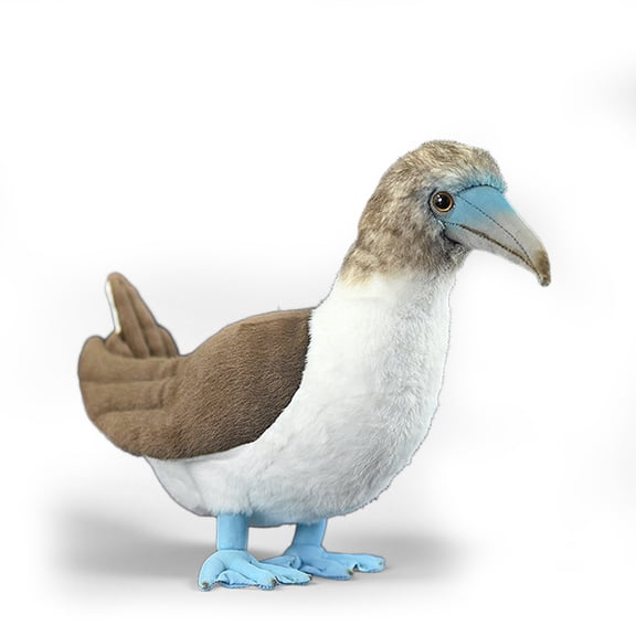 PuffPurrs Lifelike Blue-Footed Booby Plush Toy, Realistic Booby Bird Teddy Stuffed Animal, Cute Bright Blue Feet Pillow Toy Gift, 26 CM/10 In