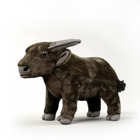 PuffPurrs Lifelike Bubalus Bubalis Plush Toy, Realistic Water Buffalo Teddy Stuffed Animal, Collectible Terrestrial Animal Plush Toy Gift, 30CM/12 Inch