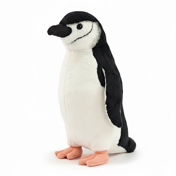 PuffPurrs Lifelike Chinstrap Penguin Toy, Realistic Narrow Black Line Under The Chin Teddy Stuffed Animal, Cute Pygoscelis Antarcticus Pillow Toy Gift, 28 Cm/11 In