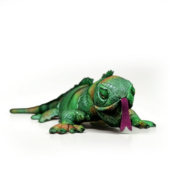 PuffPurrs Lifelike Green Iguana Plush Toy, Realistic Reptile Pet Teddy Stuffed Animal, Green Scaly Skin Unique Toy Gift, 65 CM/25 IN