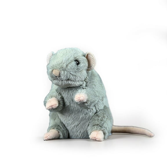 PuffPurrs Lifelike Mouse Plush Toy, Realistic Grey Seated Muroids Teddy Stuffed Animal, Cute Muroidea Unique Toy Gift, 12 CM/4.7 In