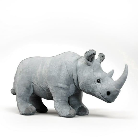 PuffPurrs Lifelike White Rhinoceros Plush Toy, Realistic Savanna Titan Teddy Stuffed Animal, Collectible Terrestrial Animal Plush Toy Gift, 39CM/15 Inch