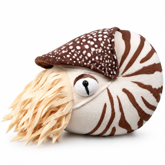 PuffPurrs Nautilus Plush Toy, Realistic Marine Animal Decor, 7.87 in