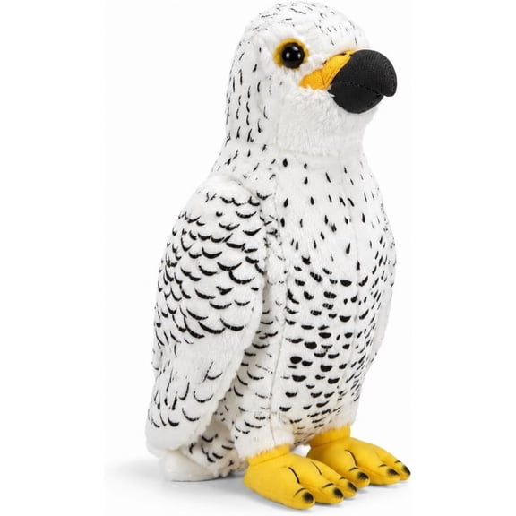 PuffPurrs Peregrine Falcon Plush Bird, Realistic White Standing Stuffed Animal, 11.42 in / 29 cm, Gift for Bird Lovers