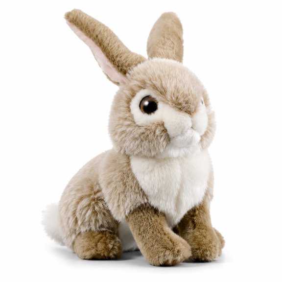 PuffPurrs Realistic Brown Rabbit Plush Toy, Sitting Soft Stuffed Animal, 8 x 16 x 20 cm, Gift and Display Companion