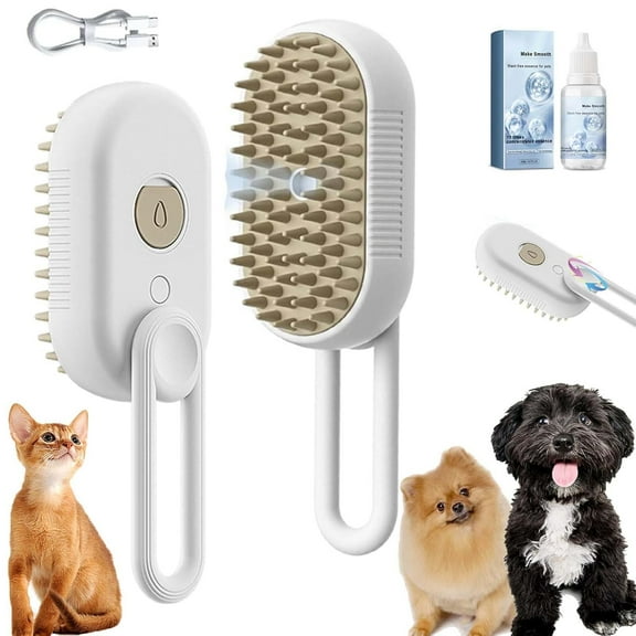 Puffease Spritz Defur Comb for Cats, 2025 New 3-In-1 Spritz Defur Comb for Dogs, Puff Ease Spritz Defur Comb, Catzcomfort Cleaning Brush, Steam Spray Grooming Brush for Dogs Cats