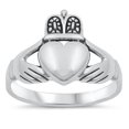 thumbnail image 1 of Puffed Heart Claddagh Ring .925 Sterling Silver Band Jewelry Female Male Unisex Size 6, 1 of 4