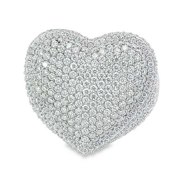 Puffed Heart Iced Out VVS Moissanite Ring .925 Sterling Silver