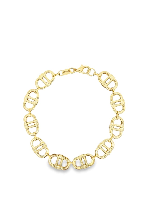 Puffed Mariner Anchor Link Bracelet (I564)