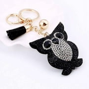 FESHIONN IOBI Puffed Owl Crystal Purse Charm Keychain - In Two Colors
