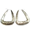 thumbnail image 1 of Puffed Silver Tone Hoop Bamboo Earrings 3.5 inch Hoops, 1 of 2